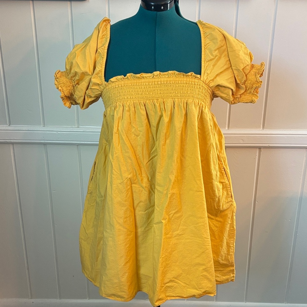 Yellow Puff Sleeve Dress